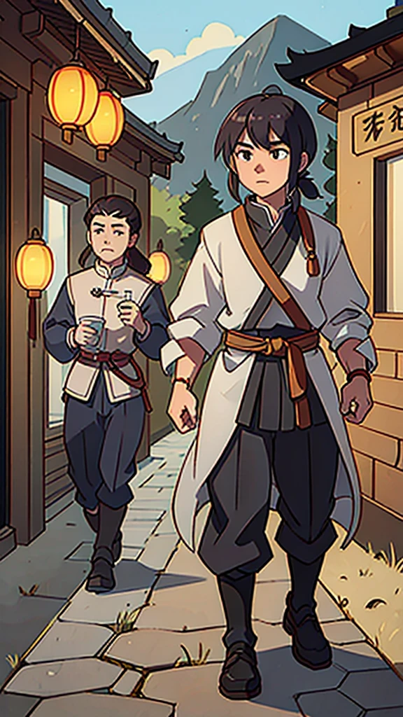 (walking)、Ancient Chinese man in armor、Three Kingdoms、Ancient Chinese man with topknot