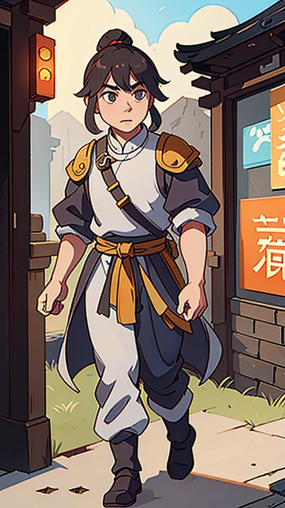 (walking)、Ancient Chinese man in armor、Three Kingdoms、Ancient Chinese man with topknot