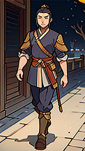 (walking)、Ancient Chinese man in armor、Three Kingdoms、Ancient Chinese man with topknot