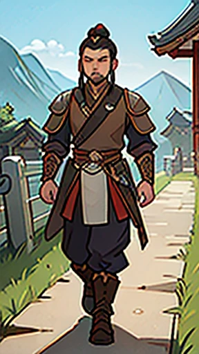 (walking)、Ancient Chinese man in armor、Three Kingdoms、Ancient Chinese man with topknot