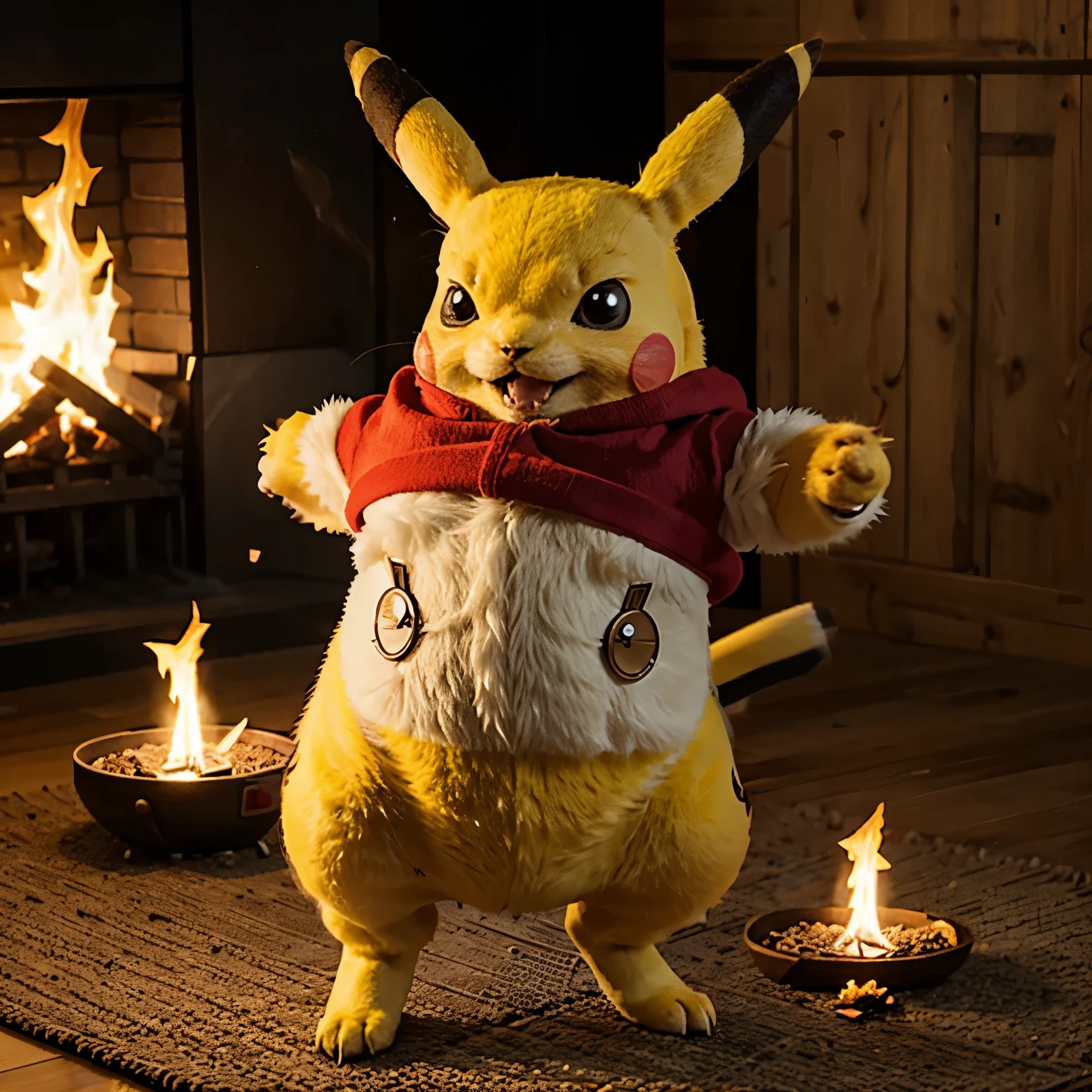 Pikachu qui fusionne avec Dracaufeu 