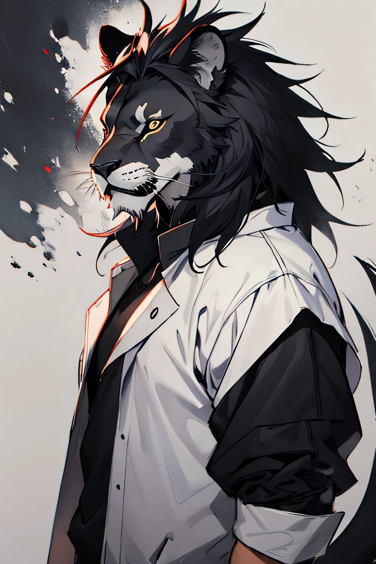 Drawing of a black lion