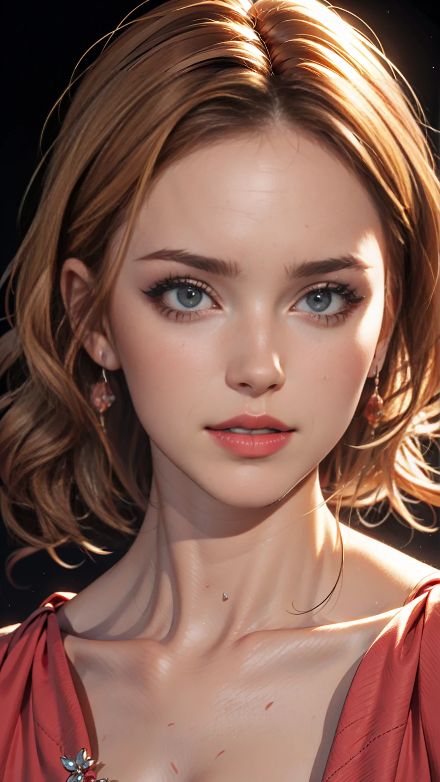Beautiful woman paints her lips with lipstick. Beautiful woman face, Fine details, high quality, high quality. Vivid and True Colors  
