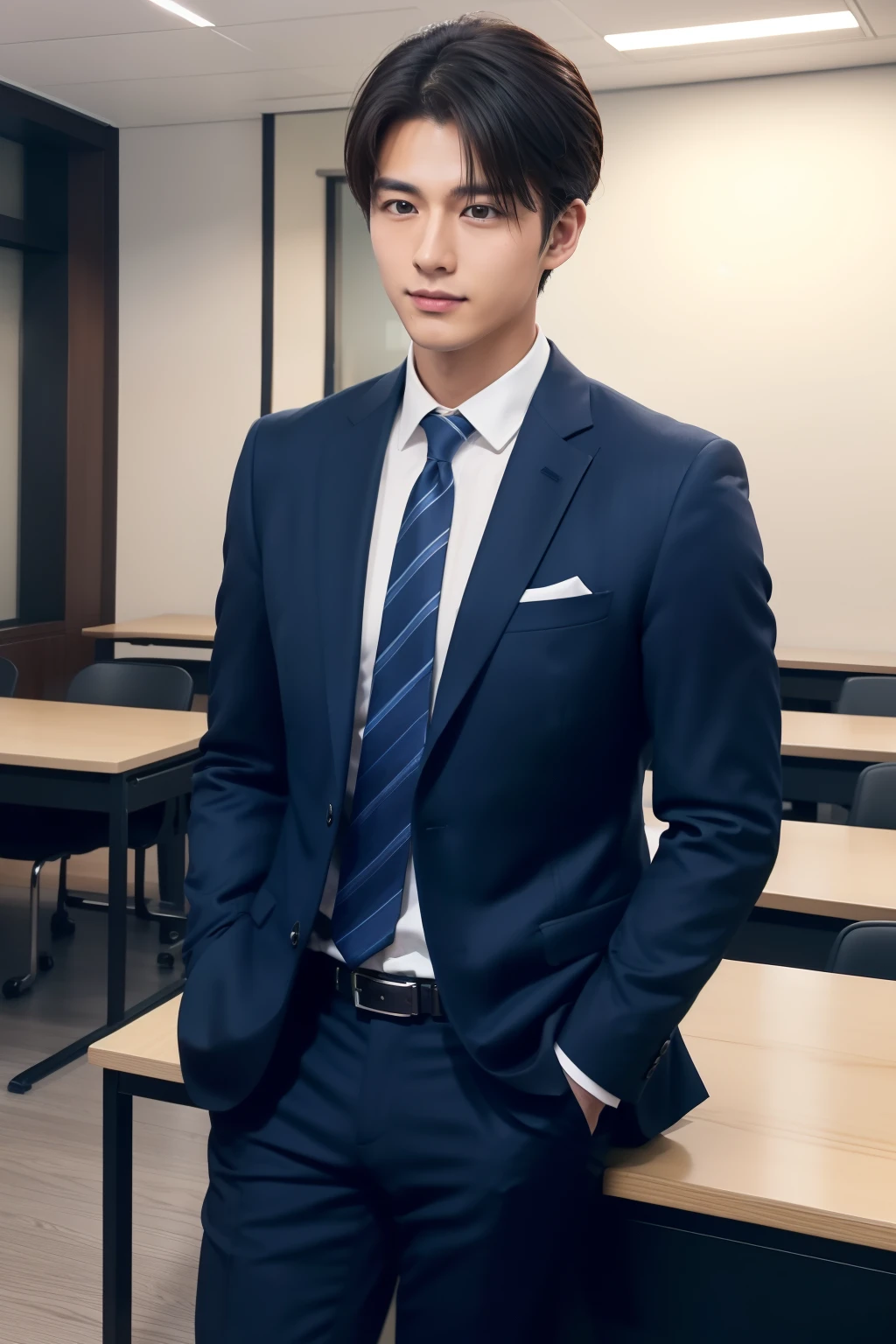 A fresh and handsome 20-year-old new employee、 (A super cool S-class man in a suit)、 20 year old Japanese boys、 Businessman、 Ultra-luxury suits、 Striped suit、 office、 Standing in a suitSYoung and handsome men、 Full body photo、 (CG Unity 8KのVery detailed写真)、 (Very detailedSHandsome man in class)、 (Photo realistic)、 ((highest quality))、 Ultra-detailed、 (masterpiece)、 Ultra HD、 expensive、 Audience、 A kind man、 Very beautiful hair、 Short-haired、 Bright photo、 Handsome like a model、 Handsome like an idol、 Luxury Watches、 Cool Belt、 Japanese