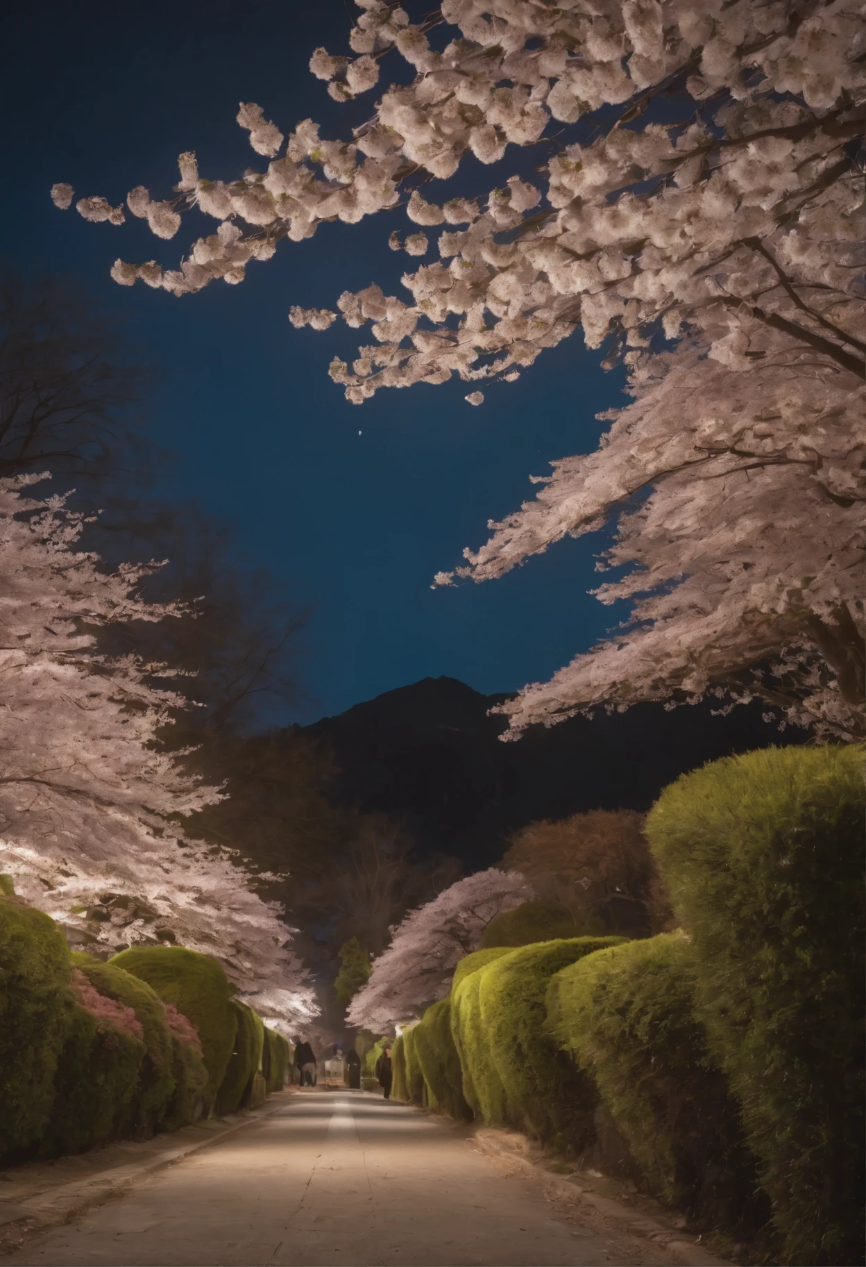 Midnight、Full bloom cherry blossoms、Cherry blossoms fluttering in the wind、Cherry Blossoms at Night、landscape、SakuraFubuki、Night Park、Nobody is here、Flower storm