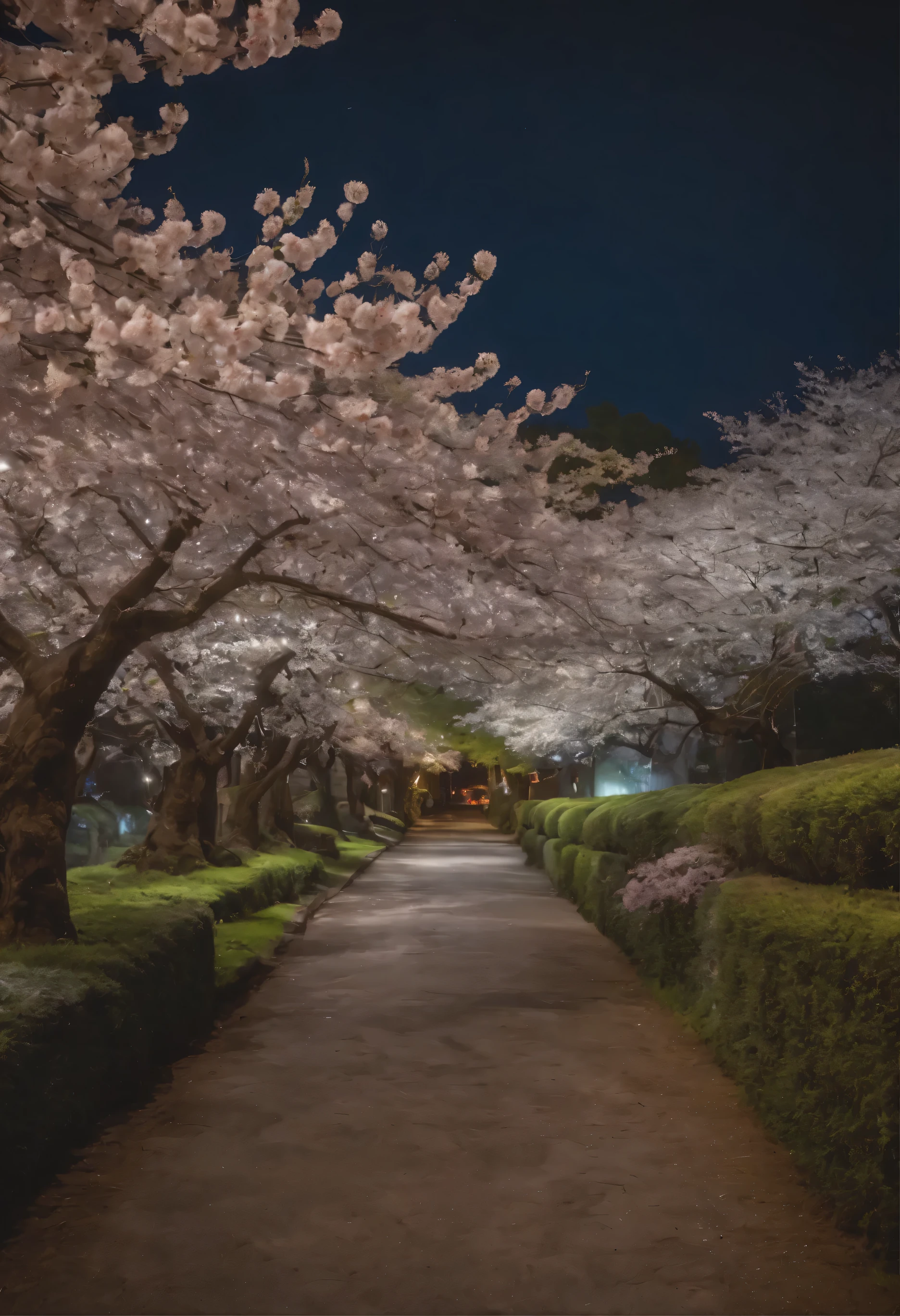 Midnight、Full bloom cherry blossoms、Cherry blossoms fluttering in the wind、Cherry Blossoms at Night、landscape、SakuraFubuki、Night Park、Nobody is here、Flower storm
