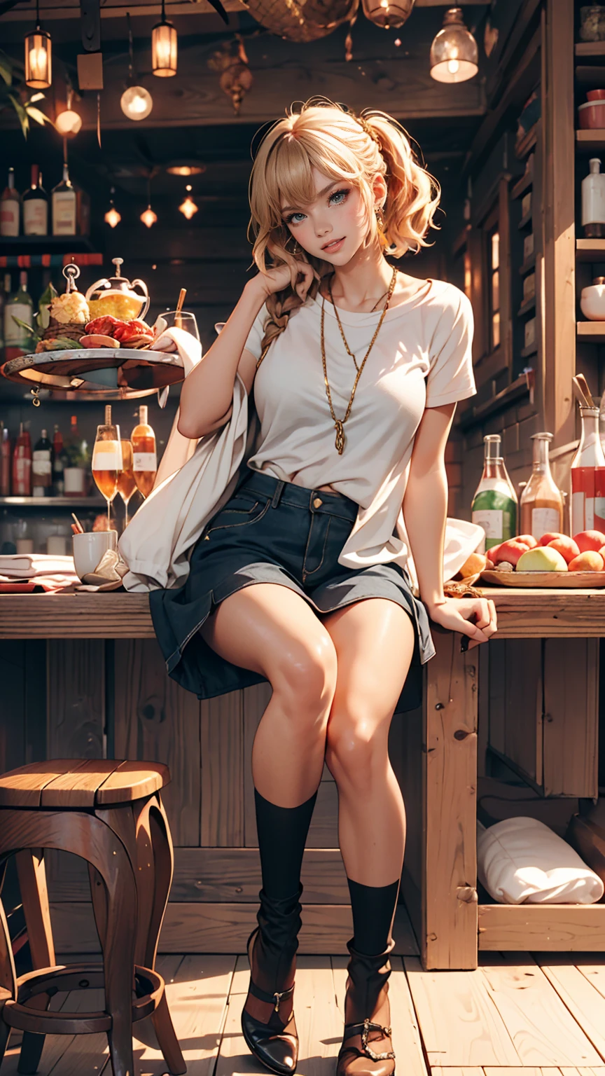 (masterpiece), (highest quality), Makima with Taylor Swift&#39;s face (chainaw man), highest quality, Super detailed, One girl, alone, Are standing, Redhead, Long braided hair, Golden Eyes, bangs, Medium chest, tie, look, smile, (bad: 1.2), looking at the viewer, (interview: 1.3), (Dark Background, chain: 1.3) Exposing breasts,