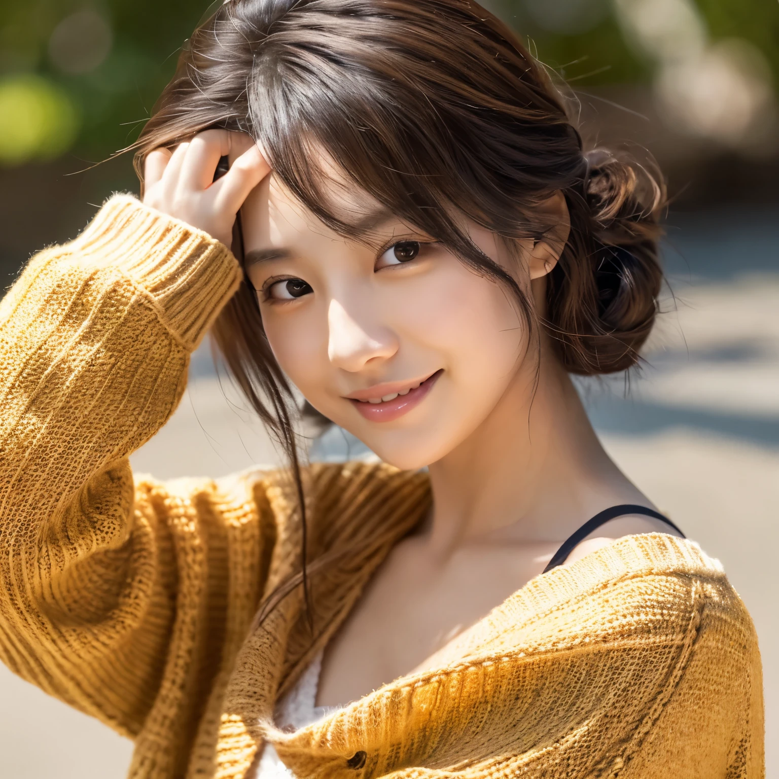 30-years old,japanes,femele,Full body shot,Tunic sweater,(Glamour:1.2),light brown hair,Seductive smile,surrealism,Chiaroscuro,nffsw,retinas,masutepiece,masutepiece,Curate,Anatomically correct,Textured skin,Textured skin,Super Detail,Super Detail,High quality,high details,Best Quality,8K,(((masutepiece, Highest Quality, High Definition, high detailing)))), Professional, high level of detail, japanes,fully body photo (魅力的な55歳femele:1.3),(Seductive:1.1), (large natural breasts)1.2 (pokies)1.3,