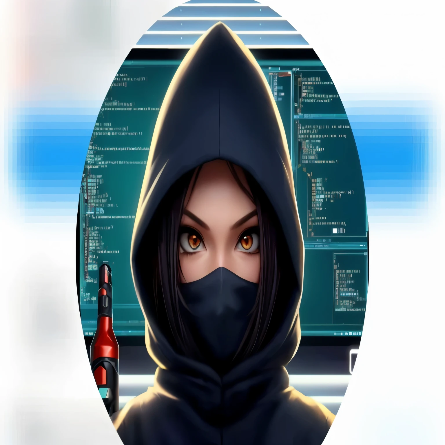 um close de uma pessoa vestindo um moletom com capuz e uma garrafa, Garota hacker maluca, ciberpunk anime girl in hoodie, ciberpunk hacker, hacker, foto do perfil 1024px, cibernegro, avaliando style, cyber, wise, olhos castanhos  imagem de avatar, cybernetic aesthetic