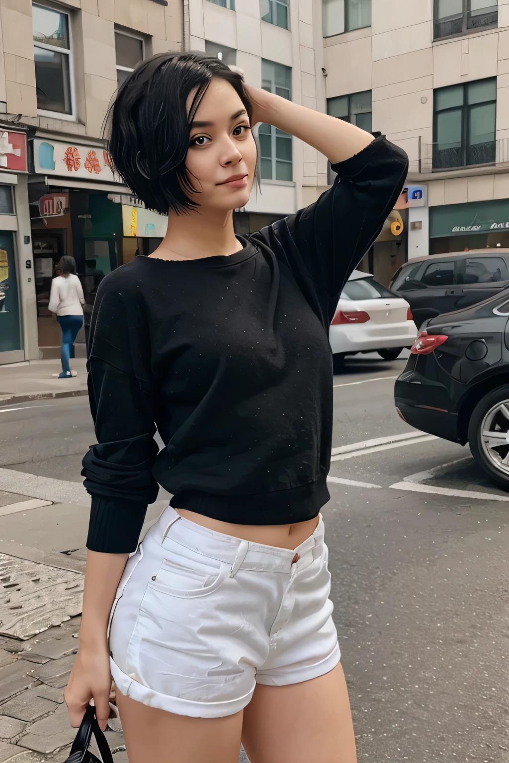generate a real picture of short,black hair girl
