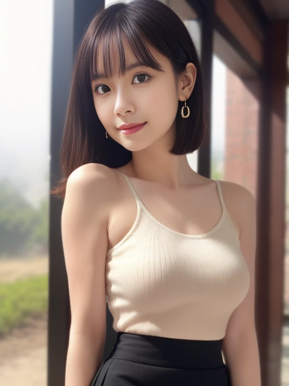 (masterpiece)、(highest quality:1.5)、(16K Wallpaper:1.2)、(Photorealistic:1.2)、(Ultra-detailed:1.2)、(超A high resolution:1.2),(Surreal), (figure), (High resolution), (Very detailed), (best figure), (Professional), (Realistic), (Post-processing), (maximum detail), (Very detailed),(Sharp focus), Sharp focus:1.2,Photorealistic, Ultra-realistic, Backlight, Bright light, (Improvement of quality:1.4),
Healthy thighs、Narrow waist、Big Ass、(Beautiful legs)、((Perfectly detailed five-fingered hands)),(Anatomically correct body)、((1 female:1.4))、Realistic Skin、(Small chest:1.4),Pretty woman with perfect figure:1.4,(from the front:1.5), (Enhances the beauty of skin texture:1.1),
(Beautiful fine details), (Detailed face),Beautiful realistic face,No makeup、美しいBlack Hair、Super Beauty、The best smile、Natural color lip、Even bangs、((29-year-old woman))、Bob Hair、Hair blowing in the wind, (Black Hair, Iris, Watery eyes, Shining Eyes, Short Bob Cut, Small earrings, Lightly reddish), Hair behind the ear、No makeup、
((tuck mini skirt, White tank top:1.3)),Are standing),(Lift up your skirt to show your underwear),
(Foggy morning forest),(Huge park), Natural light, full length