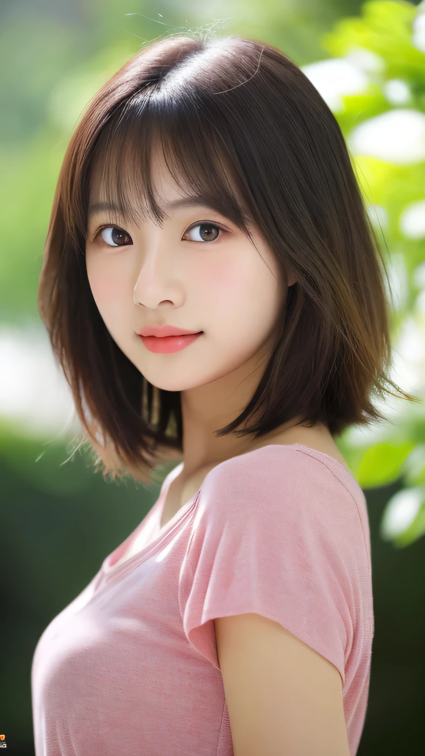 ((Cute Japanese girl, beautiful Japanese girl, 1 girl, 19 years old, short bob hair, very detailed face and skin texture, sophisticated, very detailed face, very detailed eyes, blush , blush, cheeks, cheeks painted with pink blush, close-up of woman, bust up, forward facing, looking at camera, frontage, cute , smooth white skin, transparent skin texture, )), (dark brown) hair, bangs), beautiful women with perfect styles: 1.4, Japanese models, young gravure idols, young and cute gravure idols, real young gravure idols, sophisticated gravure idols, ((Top quality, 8K, masterpiece: 1.3 )), (4K, RAW photo, highest quality), (Realistic, Photorealistic: 1.37), People appear full screen, natural soft light, upper body and head, refined,