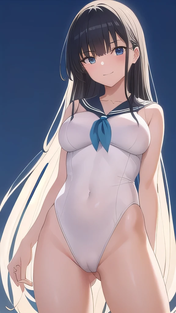 masterpiece, best quality, absurdres, perfect antomy, 1girl, solo,Long Hair, standing, cowboy shot, Naughty smile、Detailed sailor-style leotard、Big Breasts、
