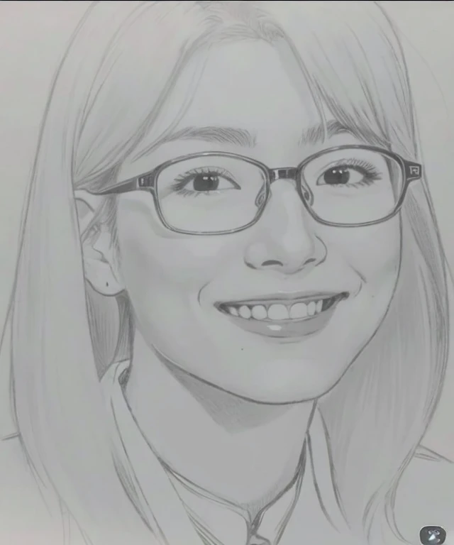 Japanese women, Age 25。Wear glasses、Long Hair、Xu々To、smile、カラー写真風To表現してください