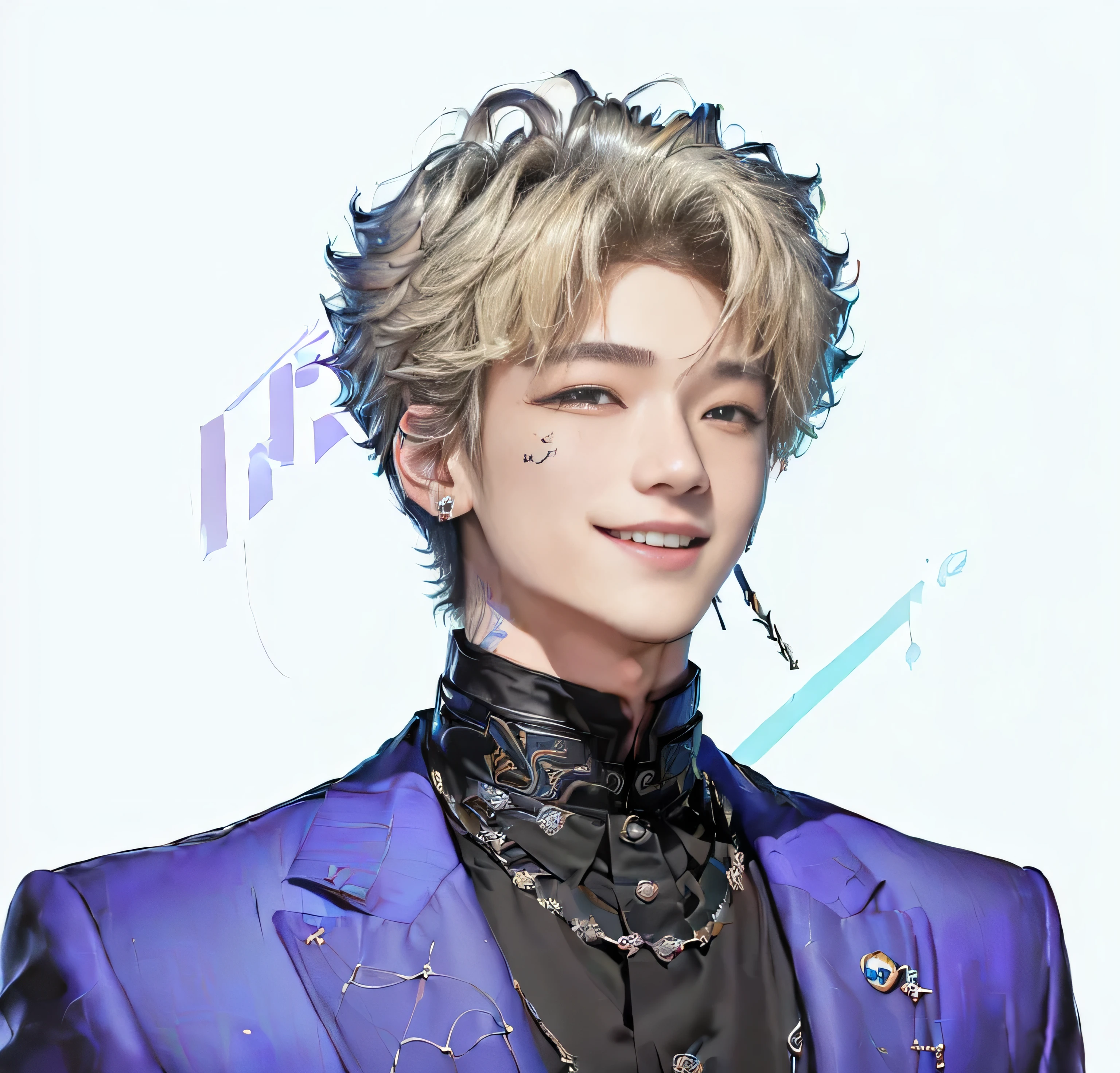 (((Face image of young single very handsome 22 year old man, o homem mais bonito do mundo!!, corpo esguio!!, he is tall he is 1.78 metros de altura, estilo anime!!)), ((hair is straight and short blonde)), ((pele branca como a de um vampiro)), ((olhos cor azul claro)), (((astro de k-pop, inspirado no cantor Felix do grupo Stray Kids, inspirado Kim Namjoon do grupo BTS, inspirado em JinJin do grupo de Kpop Astro!!))),((he is smiling)), ((He is looking up with a passionate look))