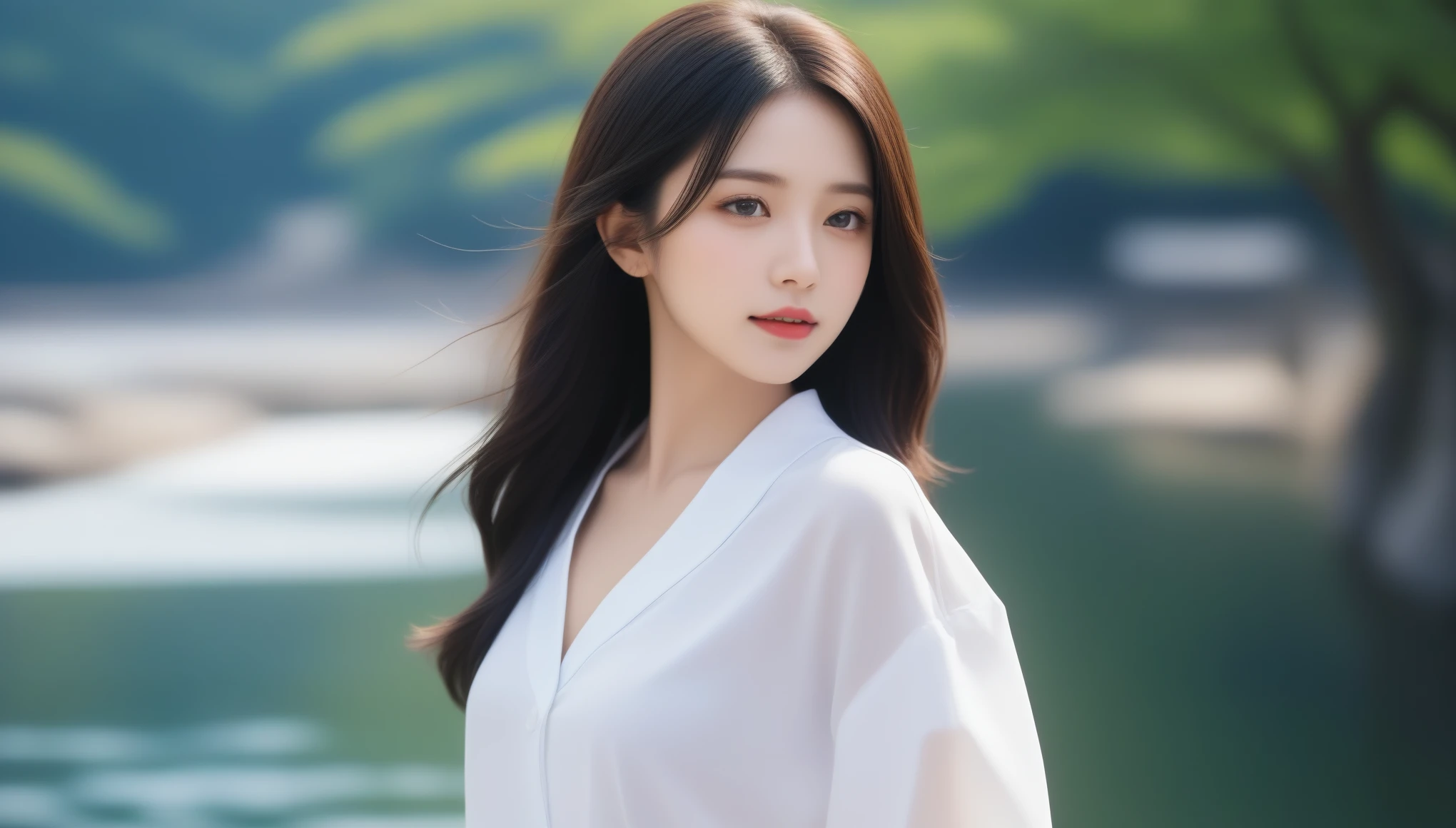 8K, Ultra-high resolution, 最high quality, masterpiece, Surreal, photograph, 1 girl, (16 years old:1.3), pretty girl, Cute face, 細部まで美しいeye, Japan Female Announcer、intellectual,(logo、masterpiece、8k、Tabletop、RAWphotograph、wonderful、最high quality、Photorealistic and 非常にdetailed CG integrated 8k wallpaper、high quality、非常にdetailed、Narrative poem、Particle Effects、Dynamic Effects、Written boundary depth、Cinematic Light、Lens flare、Ray Tracing)、Fantasy、 (One beautiful woman、White pants、White T-shirt、White tube top、White crop top、Black-haired、Beautiful Face、True Face、Beautiful details、eye、Beautiful Skin、Ultimate Body、glamorous)、私の髪はWindに舞う、Hair flutters in Wind、Hair bounces、Seaside、wonderful景色、Coastal、sunrise、Sun in the background、Wind、Beach,((カメラeye線のセクシーなショット))、Sexy pose、See through 、Look at the audience、beauty,Long neck、Smile a little、Please close your mouth and laugh、(((Ideal body proportions))),A cup small breasts :2,Portraiture:2、Perfect Anatomy、Vivid details、detailed、Surreal、Light and shadow,Strong light,Fashion magazine cover,Thin lips
