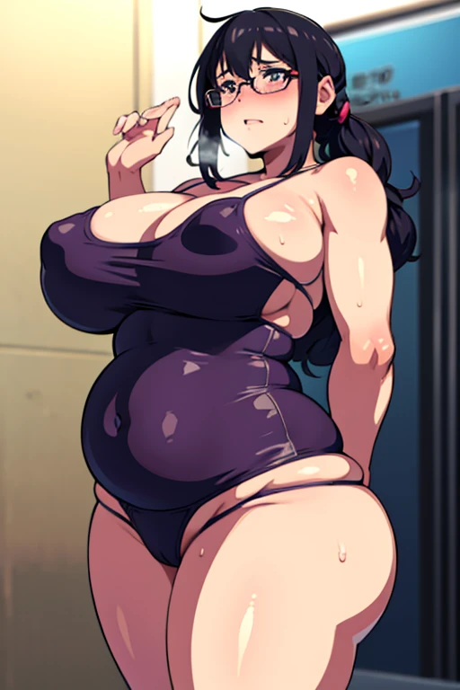 Micro Bikini,Big Breasts,Plump,Sweaty,blush,cry,Drooling,anime,Glasses