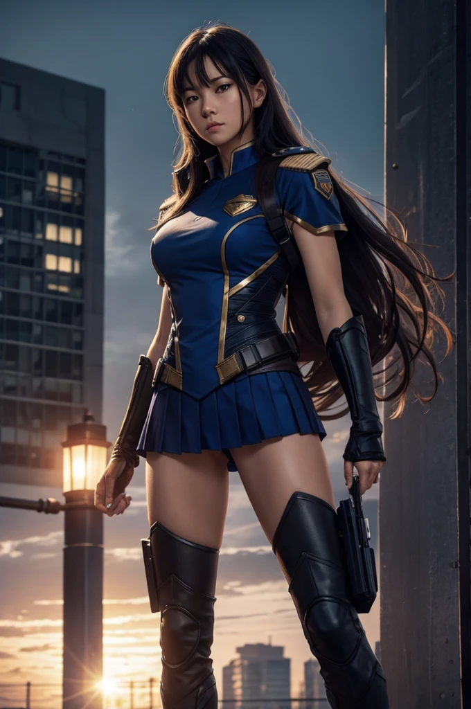 Special Edition Justice Squadron Female Captain Wearing school uniform Over 40 years old standing Full Body Love