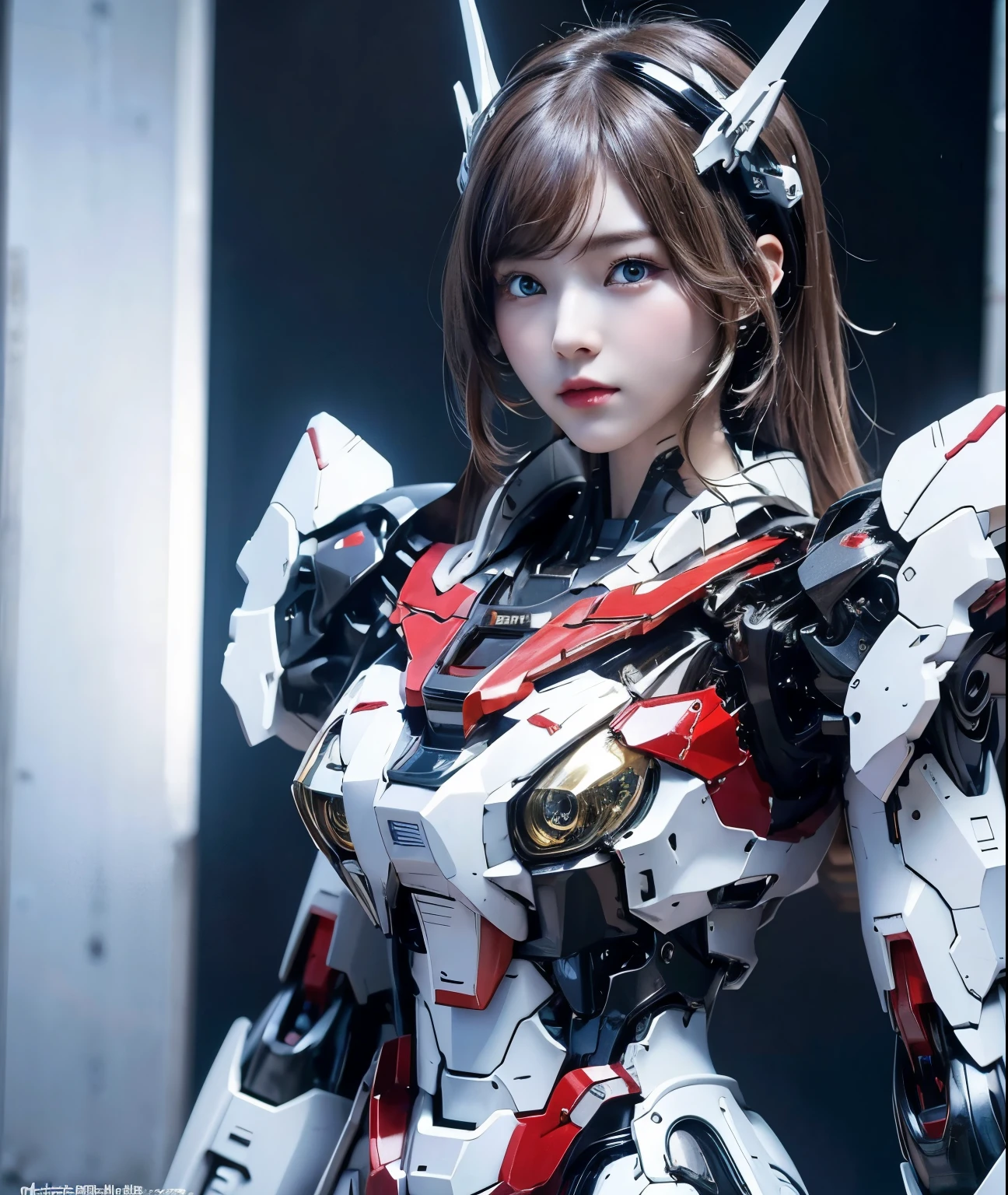 Textured skin, Super Detail, Attention to detail, high quality, 最high quality, High resolution, 1080p, hard disk, beautiful,(Gundam),beautifulサイボーグ女性,Mecha Cyborg Girl,Battle Mode,Girl with a mechanical body,She wears a futuristic Gundam mecha,Full Body Shot,Overall image