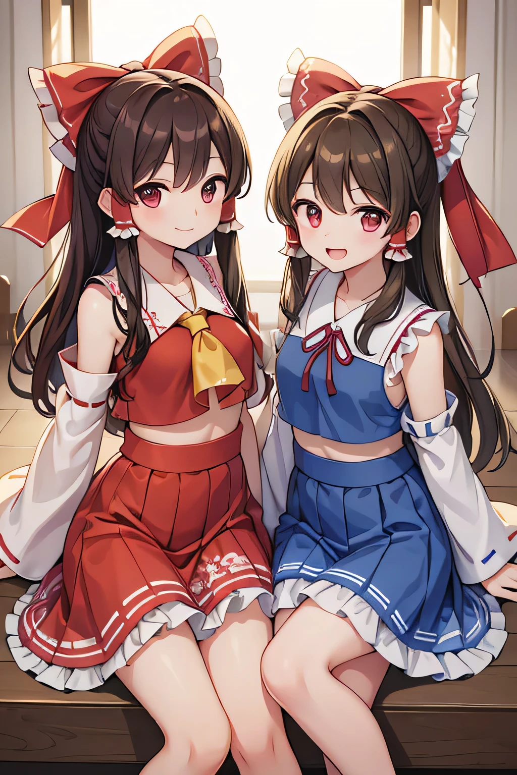 highest quality、smile、Two Girls、Oriental Project、Reimu、Marisa