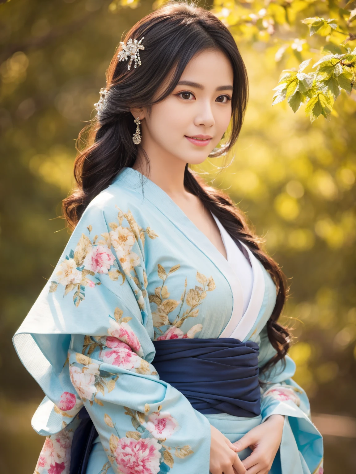 (((highest quality、masterpiece、Very high resolution、Highly detailed images)))、Beauty Painting,Beautiful and beautiful woman、Black Hair、Best skin and hair texture、Beautiful Japanese Kimono:Japanese Pattern、Overall image、Accurate Images、Accurate anatomy、Flawless images,Perfect image,Overall image,(Best Shot,RAW Photos:1.2)