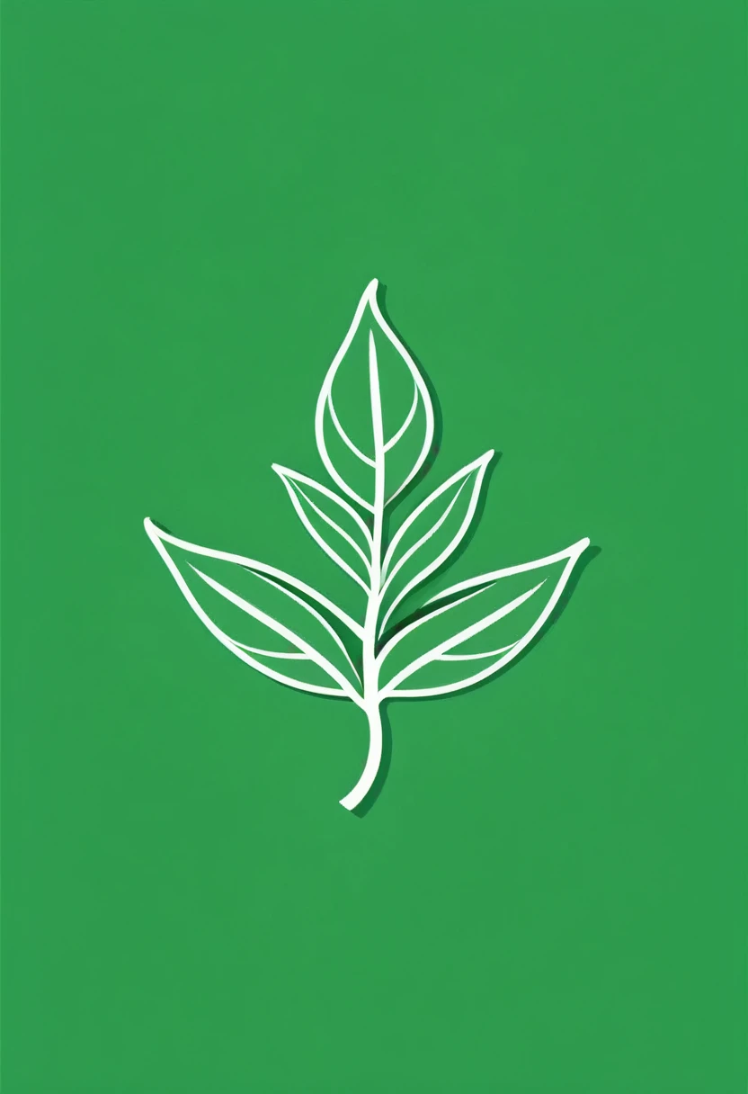 Senna leaf,  minimalist vector, logo app icon, symmetric, white on green