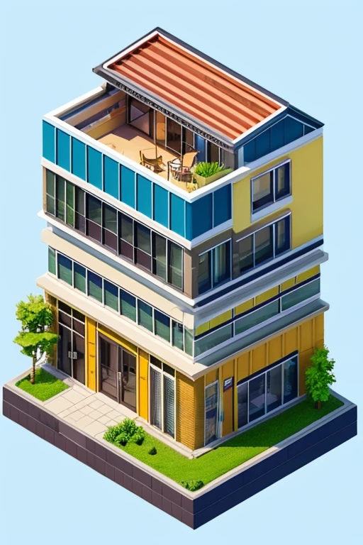 Small building modern building, (isometric:1.1