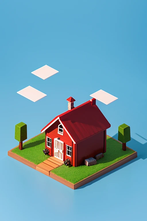 The Little Red House, (isometric:1.1