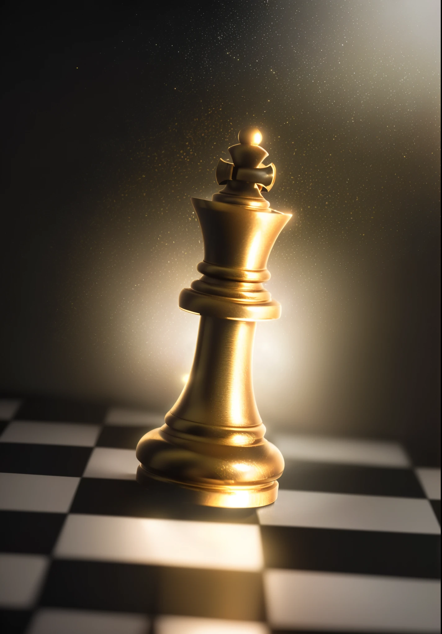 a close up of a golden Chess piece on a chess board, queen Chess piece photo, queen Chess piece, ( queen Chess piece, queen Chess piece photo portrait, Chess piece, octane rendering ”, octane rendering”, altamente detalhado. octane rendering, xadrez de cavaleiro, cavaleiro de xadrez, glowing chess pawn, octane rendering sharp focus, chess pawn, cinema 4d cinematic render, (Foto RAW, real, melhor qualidade, obra-prima: 1.2), (Hiper realista, realista: 1.2), alta qualidade, (dark ilumination: 1.2), perfect lighting, Lightroom, Filmes 35mm, cinemactic, cores esmaecidas, tiro escuro, cores silenciadas, filme granulado, lute, detalhes insanos, detalhes intrincados, hiperdetalhado, 4k