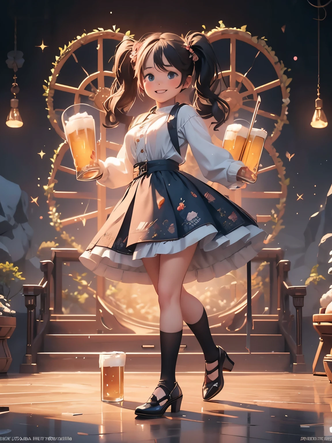 (masterpiece、最高quality、最高quality、Official Art、Beautiful and beautiful:1.2)、(One girl:1.3)Hatsune Miku、Twin tails,Big Breasts,woman\(cute,cute,Small ,Skin color is white,Balma 1d3n,Gathered skirt,dress,German clothes,Beer ,Knee socks,Braiding,High heels,twin Braidings,hold many Beer Mugs,Big smile,(Large Breasts),German,(Dynamic Angle),(Dynamic pose)\),background\(Bavarian Folk Festival,outside,Beer barrels,Beer Mug,Mug\), break ,quality\(8k,非常に精細なCGユニットのwallpaper, masterpiece,High resolution,top-quality,top-quality real texture skin,Surreal,Increase the resolution,RAW Photos,最高quality,Very detailed,wallpaper,Cinema Lighting,Ray-tracing,Golden Ratio,\),