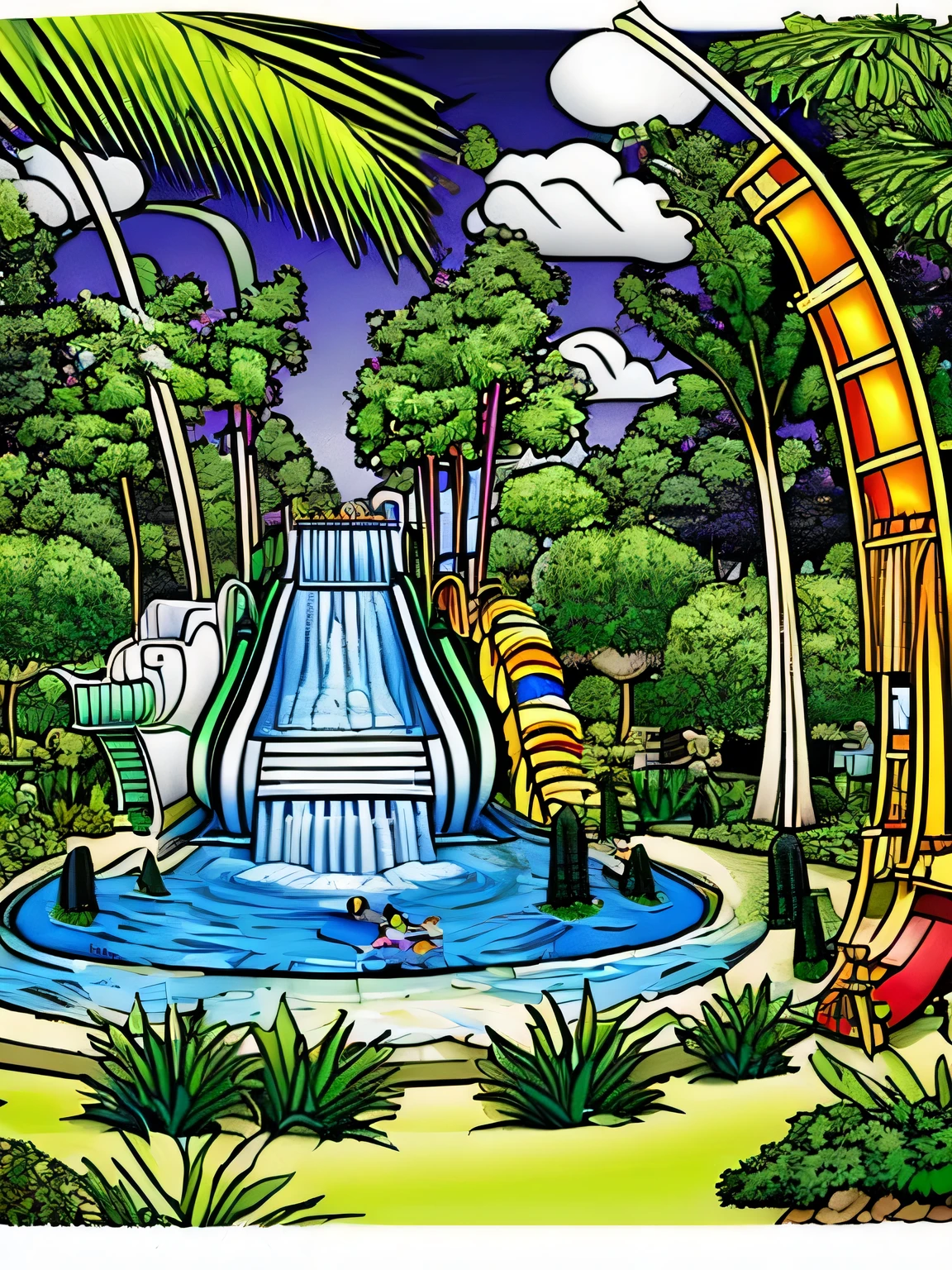 A water park in forest 