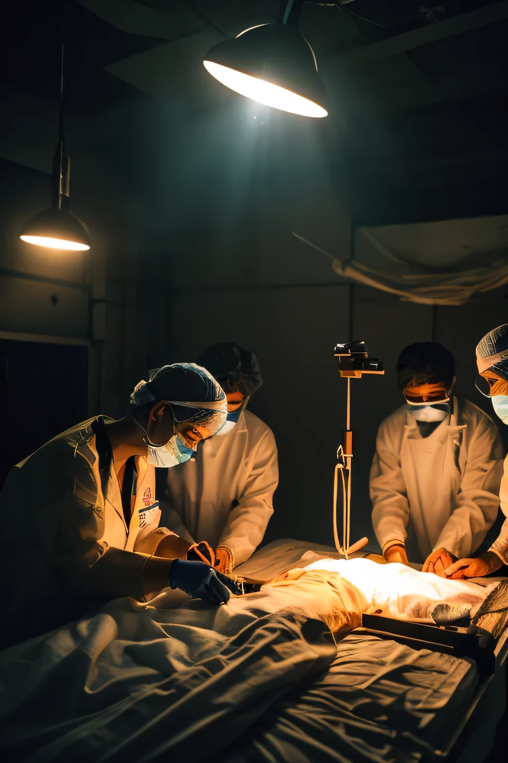 Title: "Dissection in Dim Light"

Prompt: A top quality camera captures an excisional surgery being performed in a dimly lit laboratory. A patient lying quietly and several doctors are gathered on the operating table. The hands of each of them capture the meticulous process of surgery. Sharp lights illuminate the surgical tools, and the doctors quietly but confidently proceed with their life-saving work. In this dimly lit atmosphere, their expertise and skill shine through, paving the way to hope.

Translated with DeepL.com (free version)