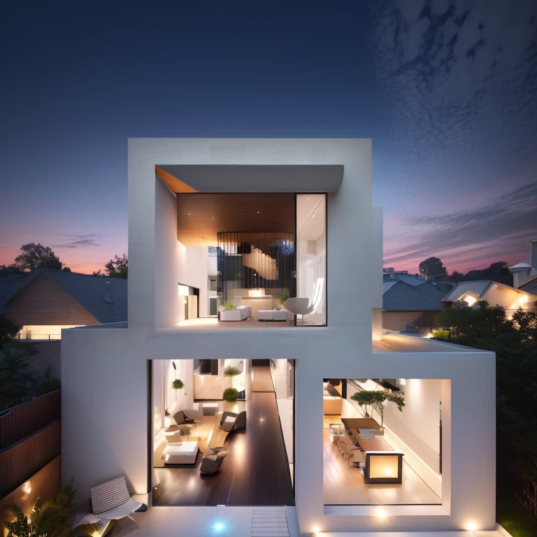 a view of a Modern Home with a deck and a patio, Neo-Traditional Modern Minimalist, Modern Home, Ultra-modern, modern architectureデザイン, minimalist design, Modern design, Contemporary design, Contemporary Home, white minimalist architecture, Geometric masterpieces, Sophisticated and Utopian Design, modern architecture, Urban House, Open Wall Architecture, Architectural shots, Inter Dimension Villa