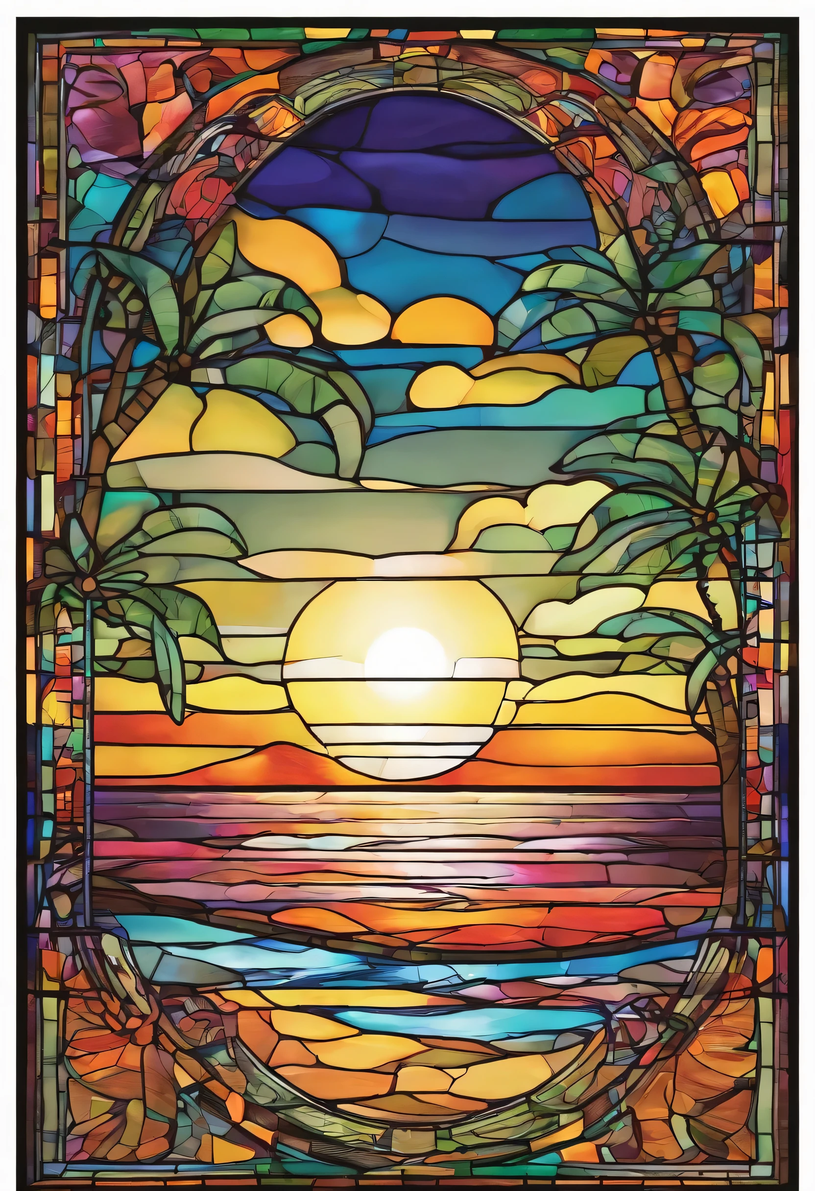 This image is、It depicts a breathtaking view of a beautiful sunset on a Hawaiian beach.. Under the dusk sunset and the pitch black starry sky, Beautiful water surface, A crescent moon shines in the sky. The play of light and shadow is impressive, Create an enchanting and dreamy atmosphere, Capture the essence of a romantic beach.