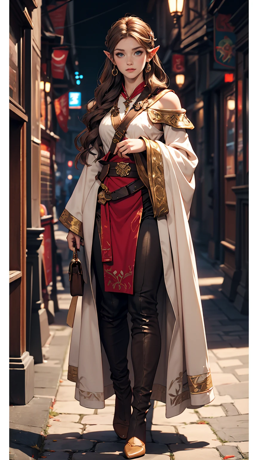 Princess Zelda full body shot, Brown Hair, blue eyes, Dressed as an Assassin's Creed Assassin, white+金色でwhiteいマスクと金色のディテールが施されたフード, XL Bust, Using the Wrist Blade. background: Renaissance city. Unreal Engine 5, anime, anime style, masterpiece, Well drawn eyes, Well-drawn faces, 細部までWell drawn eyes, Well-drawn faces, 8k, Light and shadow effects.