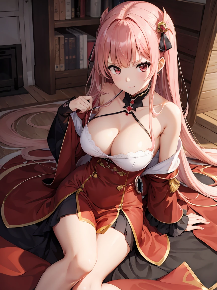 anime girl en robe rouge tenant une épée et portant des talons hauts, Ayaka genshin impact, Ayaka jeu genshin impact, du jeu vidéo Azur Lane, cushart krenz art key female, female protagonist 👀 :8, uniforme rouge, style voie d&#39;azur, tenue cramoisie, style anime comme le destin/passer la nuit, robe ornée de rouge et d&#39;or