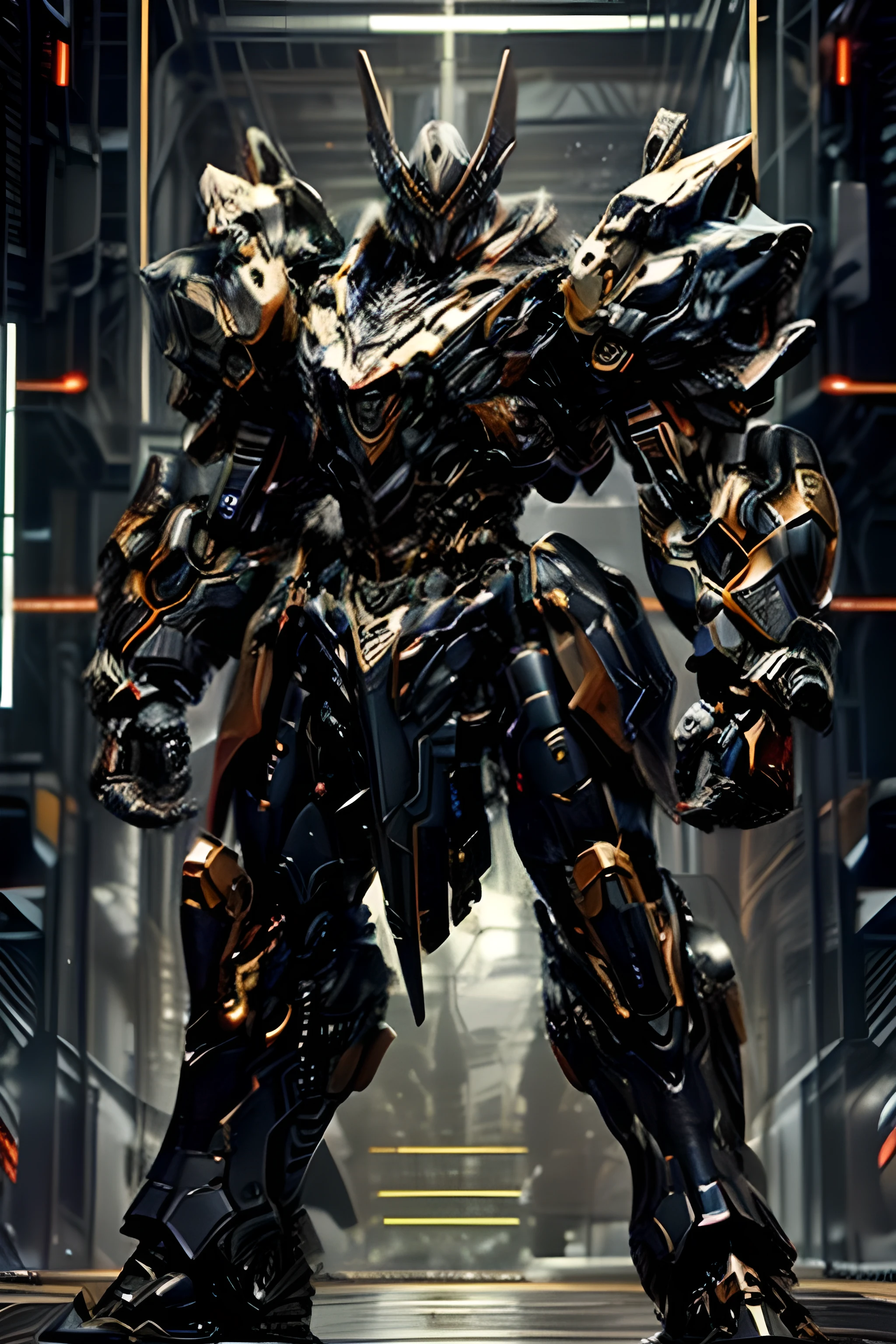 Generate an image of a realistic mech portrayed in a highly detailed and lifelike manner. The mech should exude a sense of technological sophistication and functionality, with intricately designed mechanical components and realistic textures. Emphasize the mechanical intricacies of the mech, showcasing its joints, hydraulics, and other engineering features with precision and accuracy. Choose an art style that enhances the realistic portrayal of the mech, capturing its metallic sheen and rugged durability authentically. Opt for a gritty and immersive art style reminiscent of concept art for sci-fi movies or video games, with attention to detail and texture that brings the mech to life. Pay particular attention to lighting and shading to enhance the sense of depth and dimensionality in the image. Additionally, ensure that the image resolution is high enough to capture the fine details of the mech's design, allowing viewers to appreciate its intricacies fully. The goal is to create an image that transports viewers into the world of mechanized warfare, where the mech feels like a tangible and formidable presence