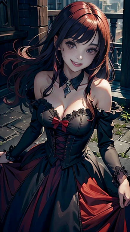very pretty vampire girl, smiling