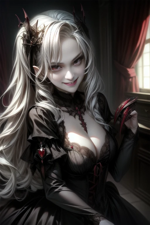 very pretty vampire girl, smiling