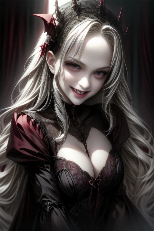 very pretty vampire girl, smiling