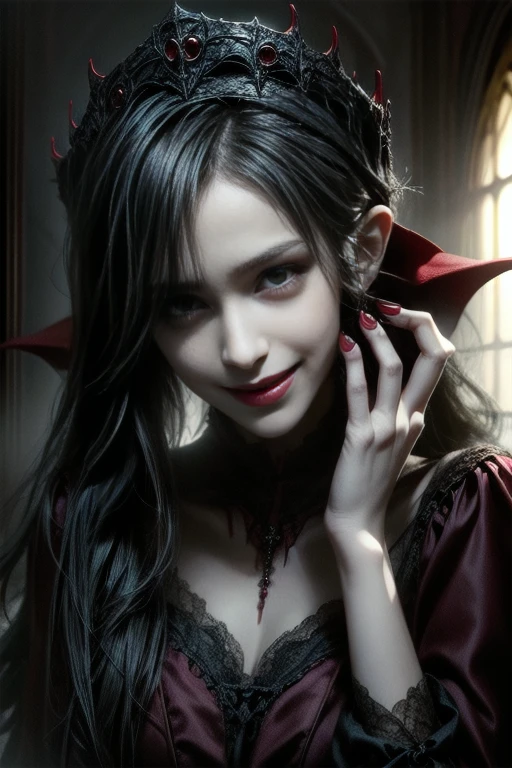 very pretty vampire girl, smiling