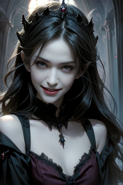 very pretty vampire girl, smiling