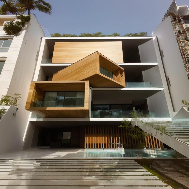Close-up of a building with stairs and stairs, Geometric masterpieces, modern architecture, Award-winning architecture, Unique architecture, Ocean, Inter Dimension Villa, housing architecture, modern architecture, Arch Daily, Architecture Award Winner, Amazing architecture, Impossible Architecture, Unique architecture!, vertical architecture, post modern architecture, modern architecture design, Very geometric