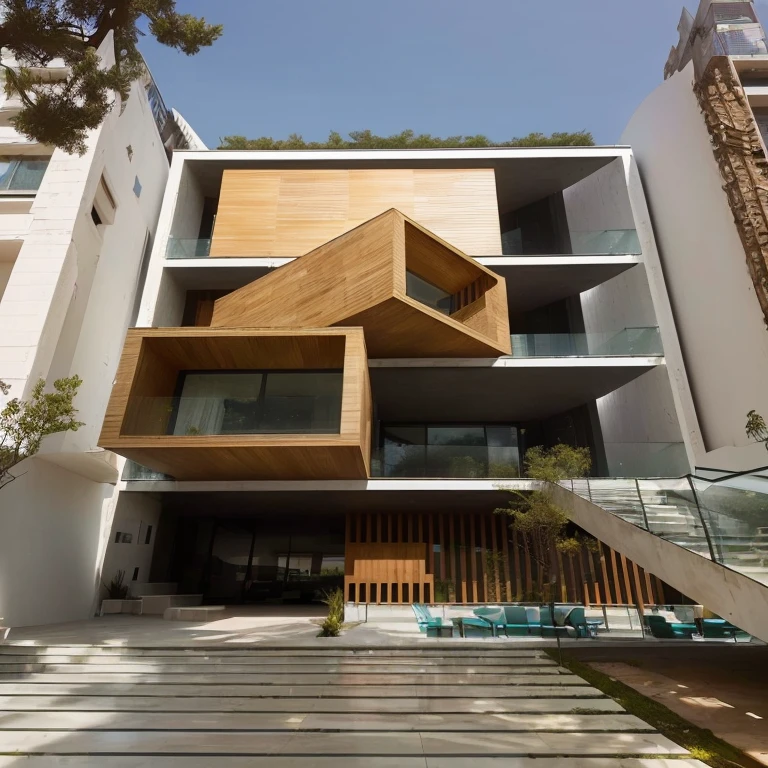 Close-up of a building with stairs and stairs, Geometric masterpieces, modern architecture, Award-winning architecture, Unique architecture, Ocean, Inter Dimension Villa, housing architecture, modern architecture, Arch Daily, Architecture Award Winner, Amazing architecture, Impossible Architecture, Unique architecture!, vertical architecture, post modern architecture, modern architecture design, Very geometric