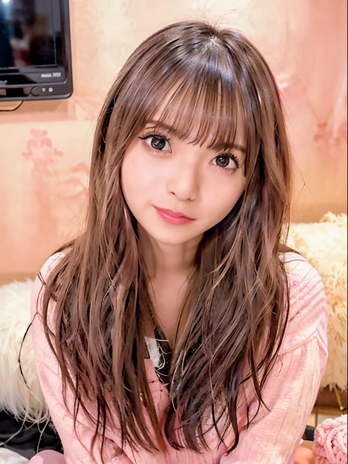 Light Smile、night、Raw photo、(((A portrait of extreme beauty)))、((Glowing Skin))、1 girl、Beautiful 16 year old girl from Prague、Bright expression、((Shiny blonde hair))、[Large pale blue eyes that sparkle like jewels]、Glowing Skin、Silky super long straight hair、eyeliner、Beautiful Bangs、Hair between the eyes、((​masterpiece、最high quality、Ultra-detailed、Film Light、Intricate details、High resolution、Very detailedな))、Detailed Background、8KUHD、Digital SLR、Soft Light、high quality、Film Grain、Fujifilm XT3 、Shallow depth of field、Natural soft light、Ample breasts、Small Face Beauty、pretty girl,, Sit and watch TV, No clothes, Beautiful smile, 90s TV, Ramen, masterpiece, Very detailed, Lights out, Perfect body, Right hand, Cute Feet, Accurate anatomy, 90s anime style, nude, No clothes, Small breasts, Fascinating face, Spread your legs, Pink Cat, Masturbation, Too much ejection, Leg spread, Lying down, Spread your legs