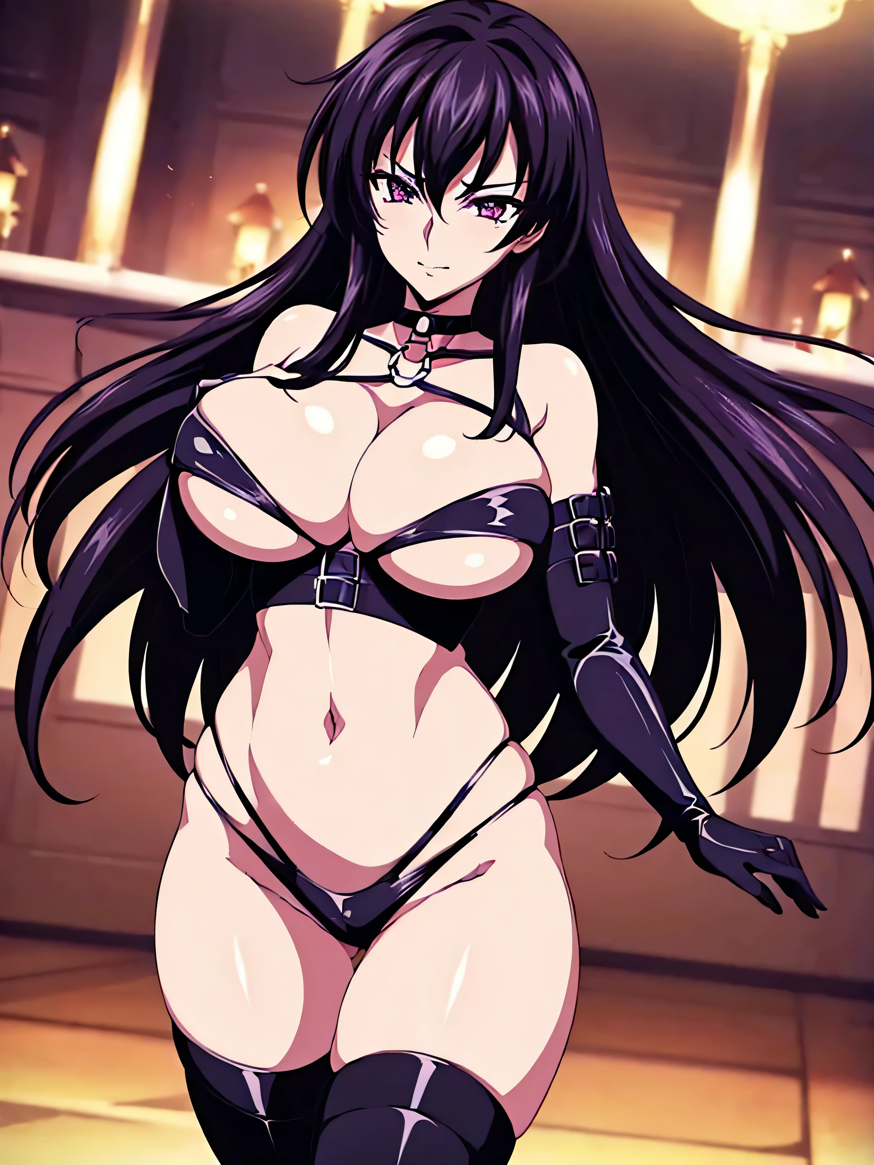 (night:1.7), , , collarbone,choker,black outfit,belly button, Torn_Clothes, Torn_leg wear,Lock,collar, shoulder armor, High leg,boots,Thighhighs, purple_eye,,black_hair,very_length_hair,elbow_gloves, 1 girl, 20 years,mature woman,beautiful Finger,beautiful length legs,beautiful body,beautiful Nose,beautiful character design, perfect eye, perfect face, looking at the viewer, (innocent_big_eye:1.0),laugh at,evil_smile,evil_face,smirk,view,, collarbone,choker,black outfit,belly button, Torn_Clothes, Torn_leg wear,Lock,collar, shoulder armor, High leg,boots,Thighhighs, purple_eye,,black_hair,very_length_hair,elbow_gloves, 1 girl, 20 years,mature woman,beautiful Finger,beautiful length legs,beautiful body,beautiful Nose,beautiful character design, perfect eye,, looking at the viewer, (innocent_big_eye:1.0),, ,official art,Highly detailed CG Unity 8K wallpaper, perfect lighting,colorful, bright_front_face_lit, (masterpiece:1.0),(Highest_quality:1.0), 超High resolution,4k,Super detailed, photo shoot, 8K, HDR, High resolution, disorganized:1.2, kodak portrait 400, film grain, blurred background, Bokeh:1.2, Lens flare, (lively_color:1.2) (beautiful,big_chest:1.4), (beautiful_face:1.5),(narrow_waist)NSFW,official art,Highly detailed CG Unity 8K wallpaper, perfect lighting,colorful, bright_front_face_lit, (masterpiece:1.0),(Highest_quality:1.0), 超High resolution,4k,Super detailed, photo shoot, 8K, HDR, High resolution, disorganized:1.2, kodak portrait 400, film grain, blurred background, Bokeh:1.2, Lens flare, (lively_color:1.2) (beautiful,big_chest:1.4), (beautiful_face:1.5),(narrow_waist),solo,naughty face,(evil huge laugh:1.1),shaded face,open moutu,