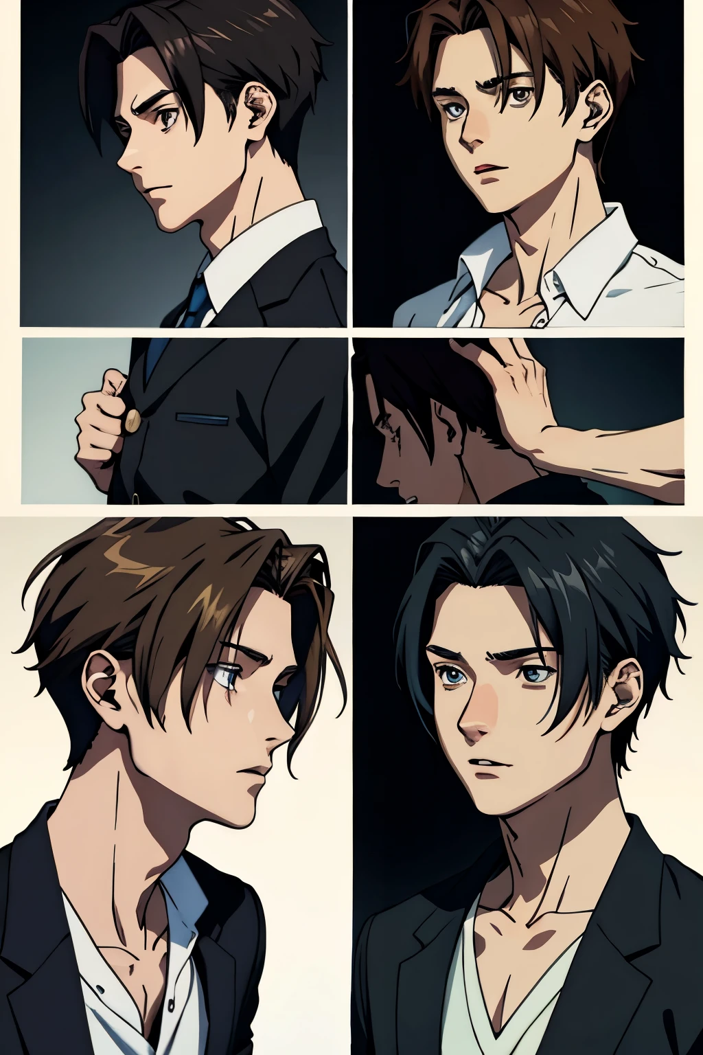 Regenerate me a manga book cover with two young men, one with brown hair and the other with black hair, illustrating a forbidden relationship with two men  