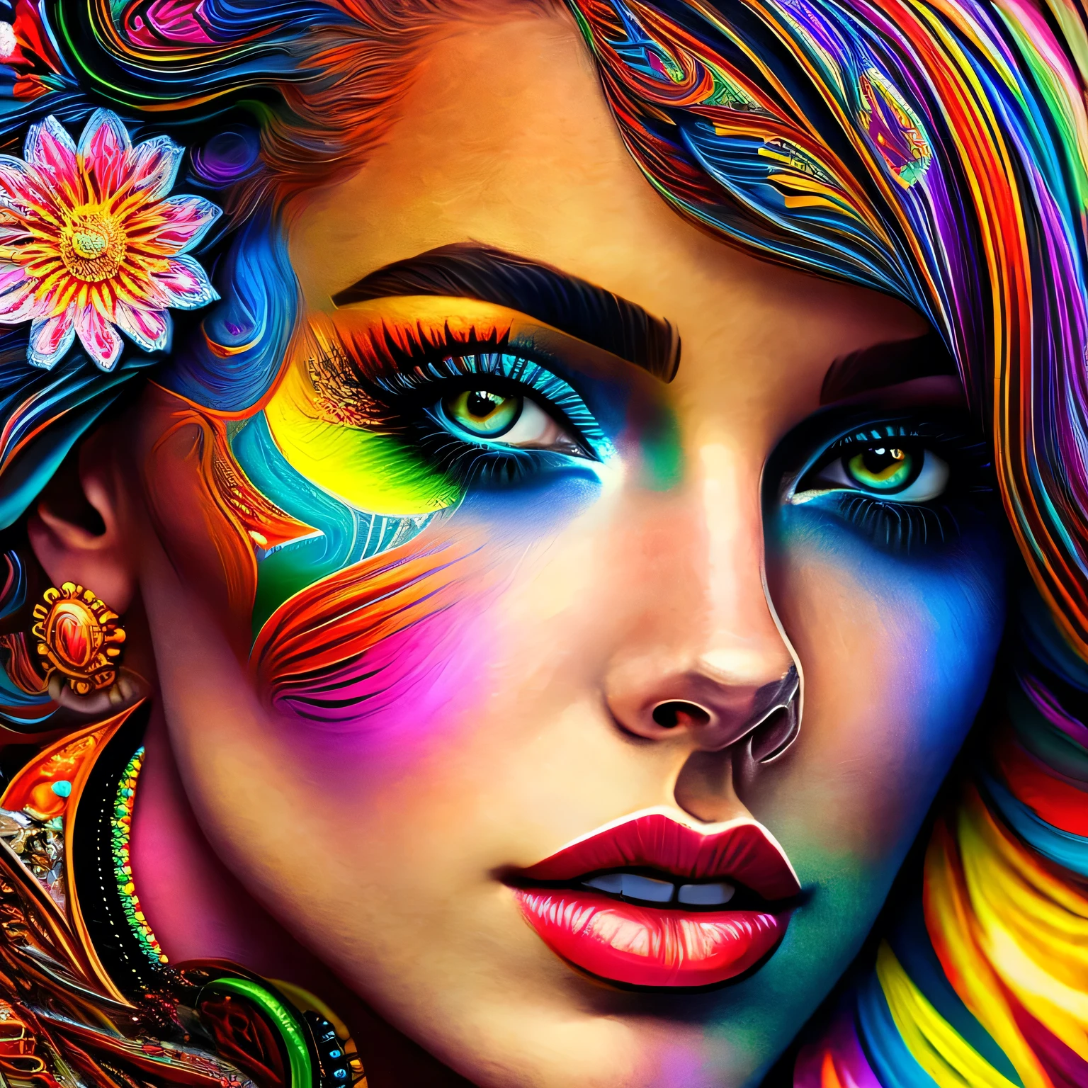 Colored art portrait , Ultra detailed 