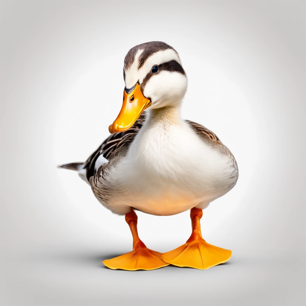 Funny duck in white background