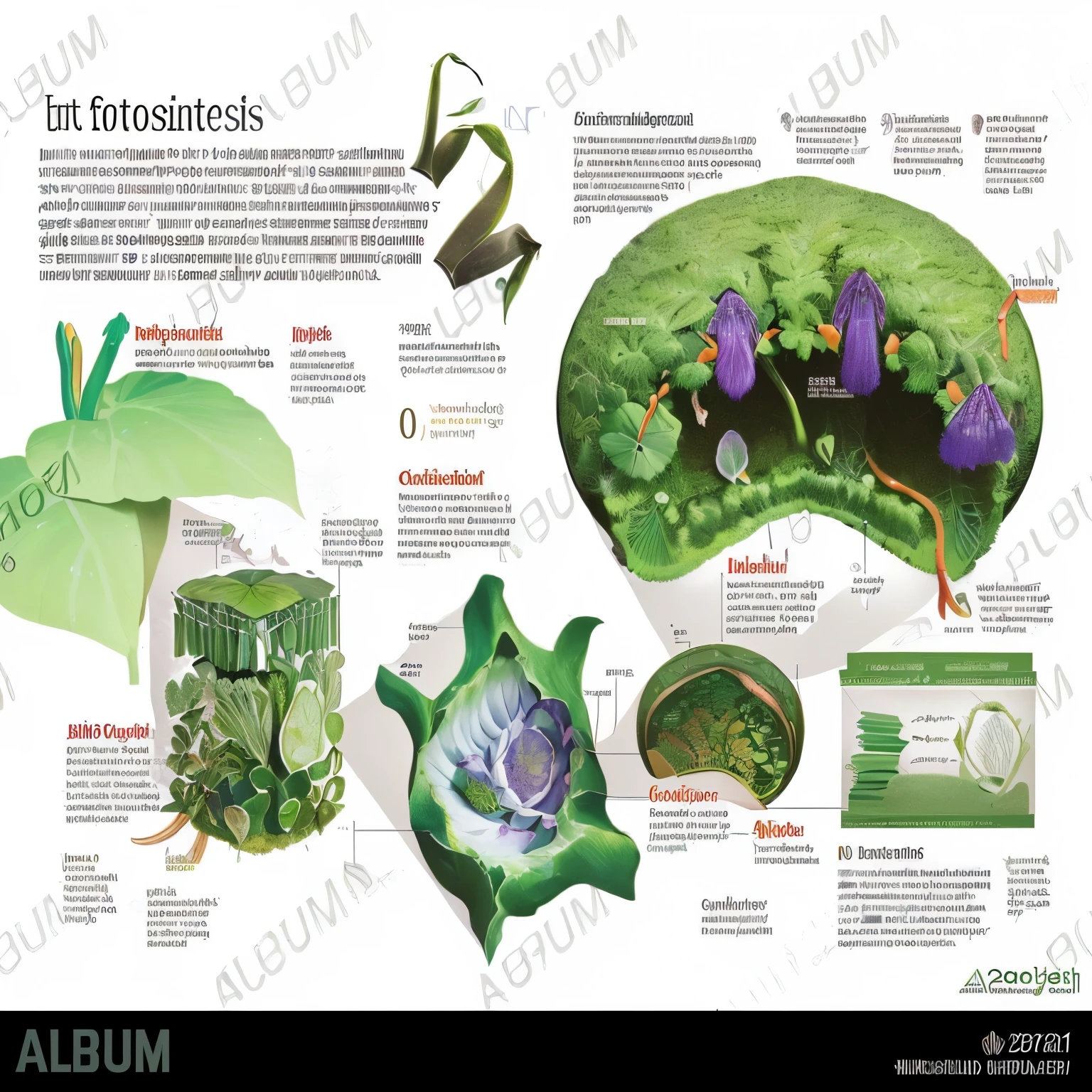 a close up of a magazine with a bunch of pictures of plants, biology textbook page, biological illustrations, photosynthesis, bio chemical illustration, detailed plant life, detailed scientific diagram, 1024x1024, scientific illustration, full details anatomy poster, circle iris detailed structure, botanical poster, 278122496, science poster